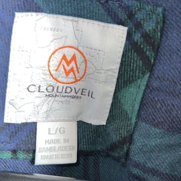 CLOUDVEIL MOUNTAINWORKS Blackwatch Plaid Flannel Stretch Shirt-L NWT! - Picture 8 of 8